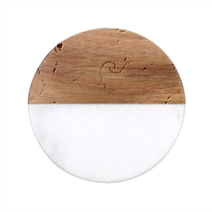 Fractal Spiral Abstract Background Vortex Yellow Classic Marble Wood Coaster (round) 