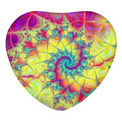 Fractal Spiral Abstract Background Vortex Yellow Heart Glass Fridge Magnet (4 Pack) by Bangk1t