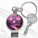 Trees Forest Landscape Nature Neon Nail Clippers Key Chain Front