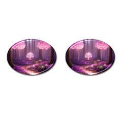 Trees Forest Landscape Nature Neon Cufflinks (oval)