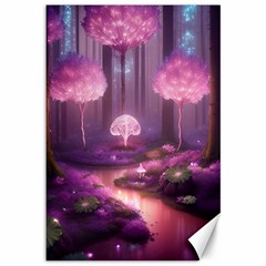 Trees Forest Landscape Nature Neon Canvas 12  X 18 