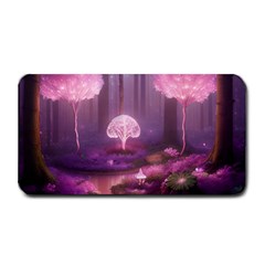 Trees Forest Landscape Nature Neon Medium Bar Mat