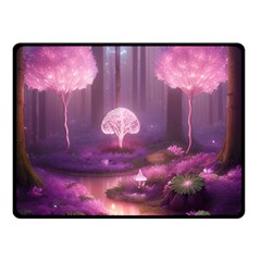 Trees Forest Landscape Nature Neon Fleece Blanket (small)