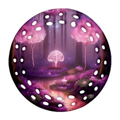 Trees Forest Landscape Nature Neon Ornament (round Filigree)