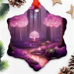 Trees Forest Landscape Nature Neon Snowflake Ornament (Two Sides) Front