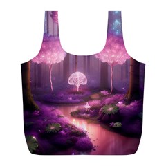 Trees Forest Landscape Nature Neon Full Print Recycle Bag (l) by Bangk1t