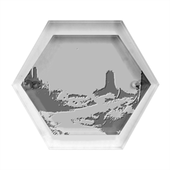 Trees Forest Landscape Nature Neon Hexagon Wood Jewelry Box