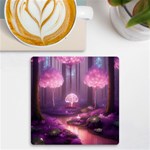 Trees Forest Landscape Nature Neon UV Print Square Tile Coaster  Front