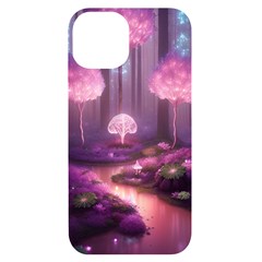 Trees Forest Landscape Nature Neon Iphone 14 Black Uv Print Case by Bangk1t