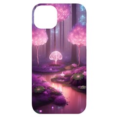 Trees Forest Landscape Nature Neon Iphone 14 Plus Black Uv Print Case by Bangk1t