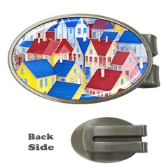 City Houses Cute Drawing Landscape Village Money Clips (oval)  by Bangk1t