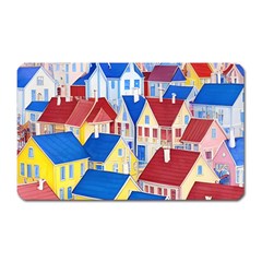 City Houses Cute Drawing Landscape Village Magnet (rectangular) by Bangk1t