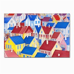 City Houses Cute Drawing Landscape Village Postcard 4 x 6  (pkg Of 10) by Bangk1t