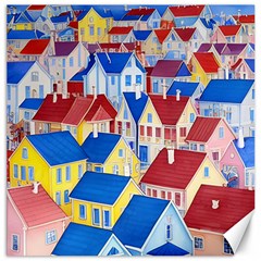 City Houses Cute Drawing Landscape Village Canvas 12  X 12  by Bangk1t