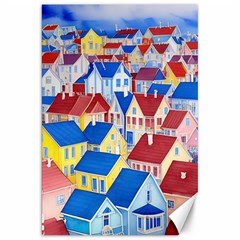 City Houses Cute Drawing Landscape Village Canvas 20  X 30  by Bangk1t