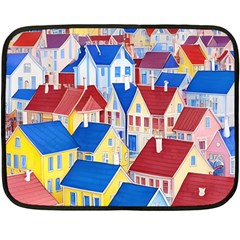 City Houses Cute Drawing Landscape Village Fleece Blanket (mini)