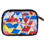 City Houses Cute Drawing Landscape Village Digital Camera Leather Case Back