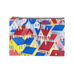 City Houses Cute Drawing Landscape Village Cosmetic Bag (large)