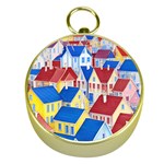 City Houses Cute Drawing Landscape Village Gold Compasses Front