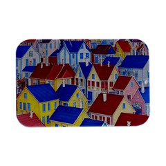 City Houses Cute Drawing Landscape Village Open Lid Metal Box (silver)  