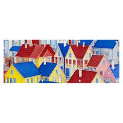 City Houses Cute Drawing Landscape Village Banner And Sign 8  X 3  by Bangk1t