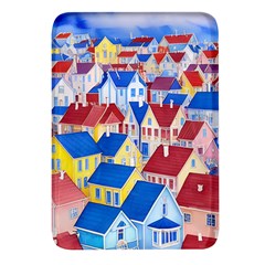 City Houses Cute Drawing Landscape Village Rectangular Glass Fridge Magnet (4 Pack)