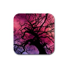 Trees Silhouette Sky Clouds Sunset Rubber Square Coaster (4 Pack) by Bangk1t