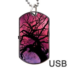 Trees Silhouette Sky Clouds Sunset Dog Tag Usb Flash (two Sides) by Bangk1t