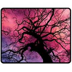 Trees Silhouette Sky Clouds Sunset Two Sides Fleece Blanket (medium) by Bangk1t