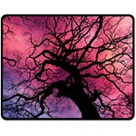 Trees Silhouette Sky Clouds Sunset Two Sides Fleece Blanket (Medium) 58.8 x47.4  Blanket Back