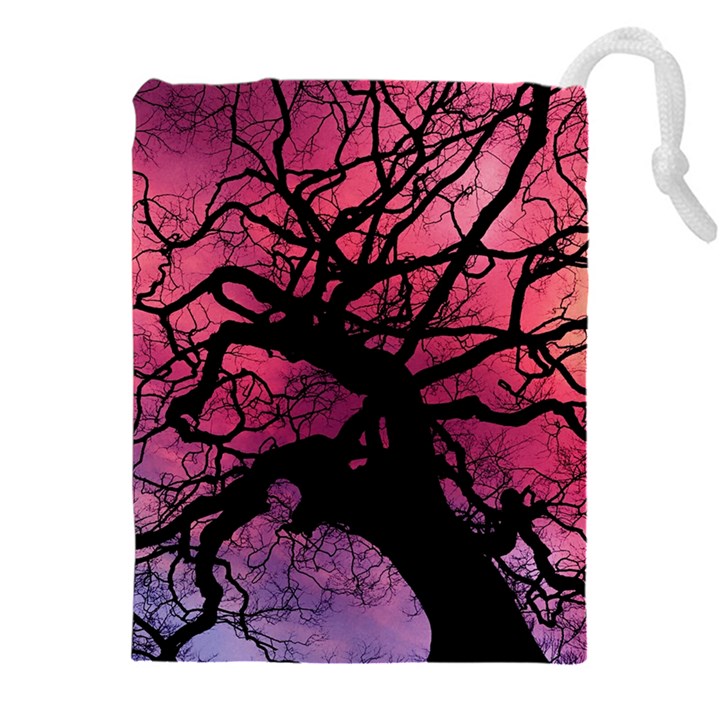 Trees Silhouette Sky Clouds Sunset Drawstring Pouch (5XL)