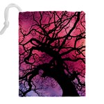 Trees Silhouette Sky Clouds Sunset Drawstring Pouch (5XL) Back