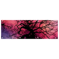 Trees Silhouette Sky Clouds Sunset Banner And Sign 9  X 3  by Bangk1t