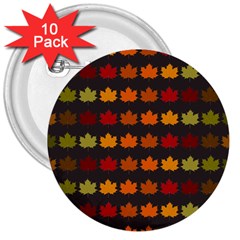 Autumn Fall Leaves Season Background Glitter Art 3  Buttons (10 Pack)  by Bangk1t