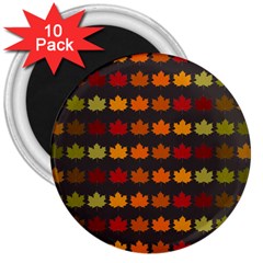 Autumn Fall Leaves Season Background Glitter Art 3  Magnets (10 Pack)  by Bangk1t