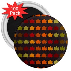 Autumn Fall Leaves Season Background Glitter Art 3  Magnets (100 Pack) by Bangk1t