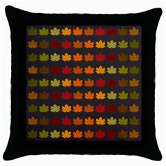 Autumn Fall Leaves Season Background Glitter Art Throw Pillow Case (black) by Bangk1t