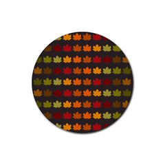 Autumn Fall Leaves Season Background Glitter Art Rubber Round Coaster (4 Pack) by Bangk1t