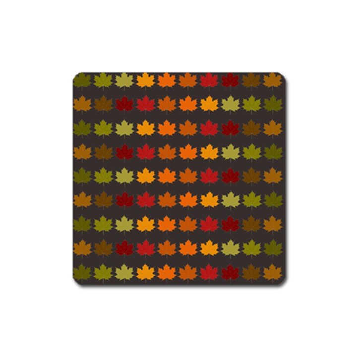 Autumn Fall Leaves Season Background Glitter Art Square Magnet