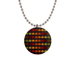 Autumn Fall Leaves Season Background Glitter Art 1  Button Necklace by Bangk1t