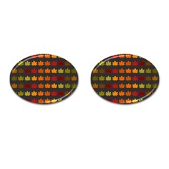 Autumn Fall Leaves Season Background Glitter Art Cufflinks (oval) by Bangk1t