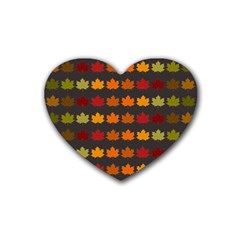 Autumn Fall Leaves Season Background Glitter Art Rubber Coaster (heart) by Bangk1t