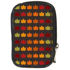 Autumn Fall Leaves Season Background Glitter Art Compact Camera Leather Case by Bangk1t