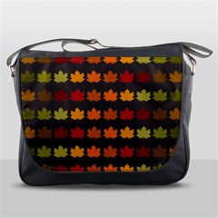 Autumn Fall Leaves Season Background Glitter Art Messenger Bag by Bangk1t