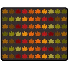 Autumn Fall Leaves Season Background Glitter Art Two Sides Fleece Blanket (medium) by Bangk1t