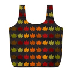 Autumn Fall Leaves Season Background Glitter Art Full Print Recycle Bag (l) by Bangk1t