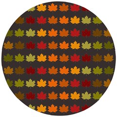 Autumn Fall Leaves Season Background Glitter Art Wooden Puzzle Round by Bangk1t