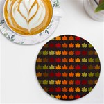 Autumn Fall Leaves Season Background Glitter Art UV Print Round Tile Coaster Front