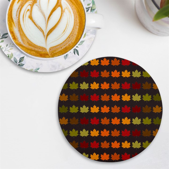 Autumn Fall Leaves Season Background Glitter Art UV Print Round Tile Coaster