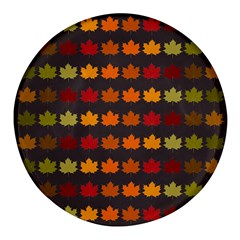 Autumn Fall Leaves Season Background Glitter Art Round Glass Fridge Magnet (4 Pack) by Bangk1t